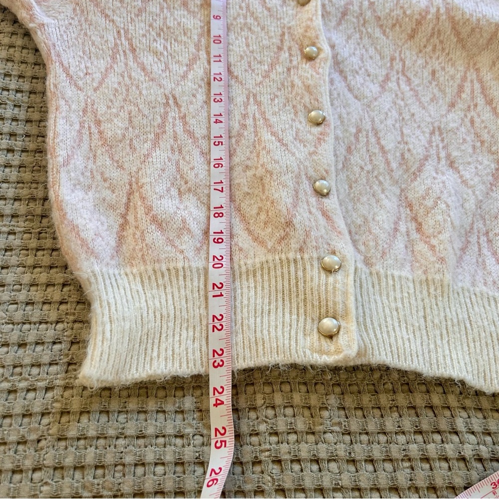 Vareuse Tokyo Angora Wool Blend Button Front Cardigan Sweater Ivory Pink Size M - Picture 10 of 10